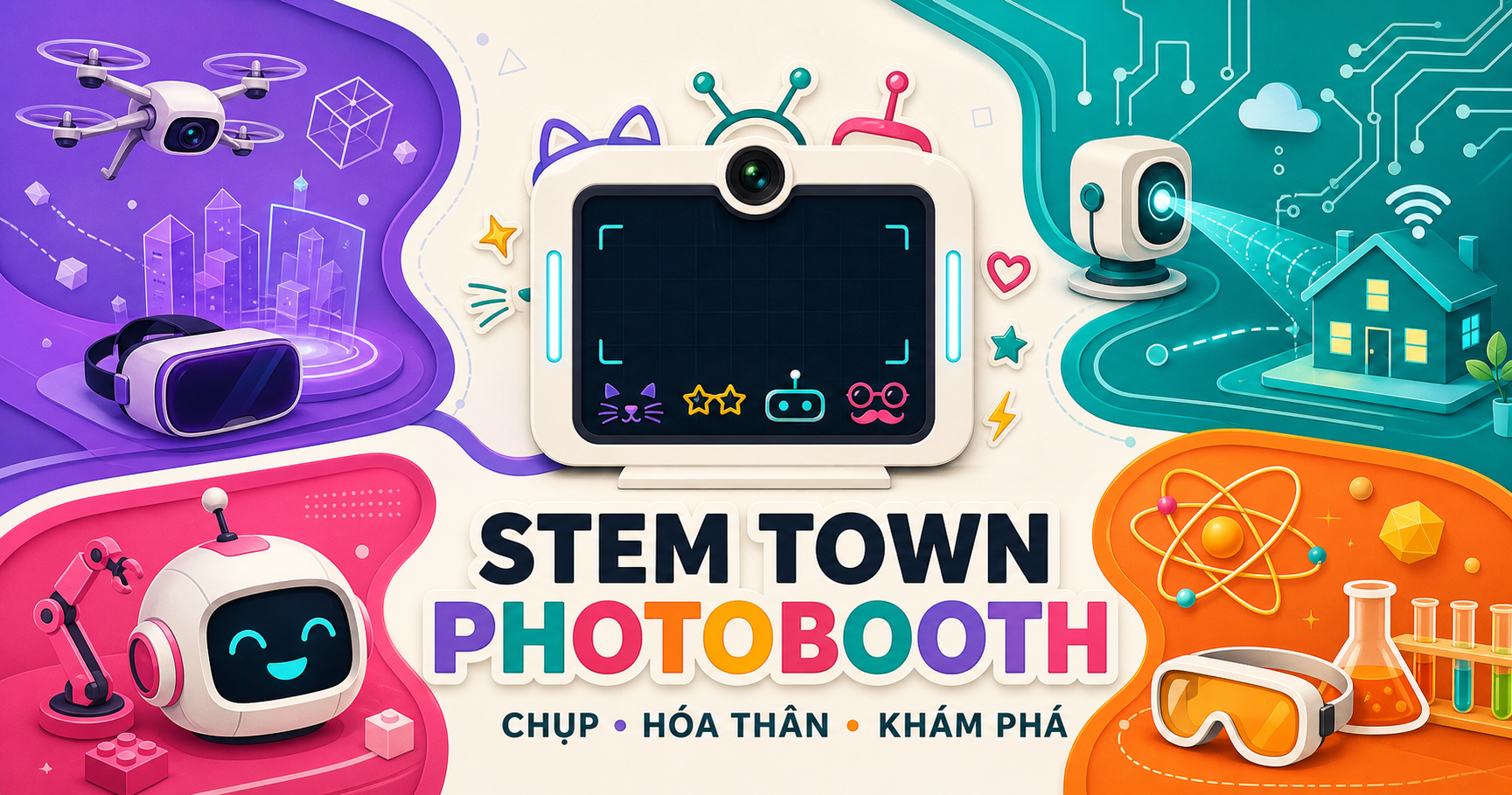 Minh họa Stemtown Photobooth với các lĩnh vực công nghệ